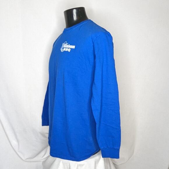 Fruit of the Loom Men's Long Sleeve T-Shirt Large Blue 100% Cotton Graphic Tee - Picture 2 of 4